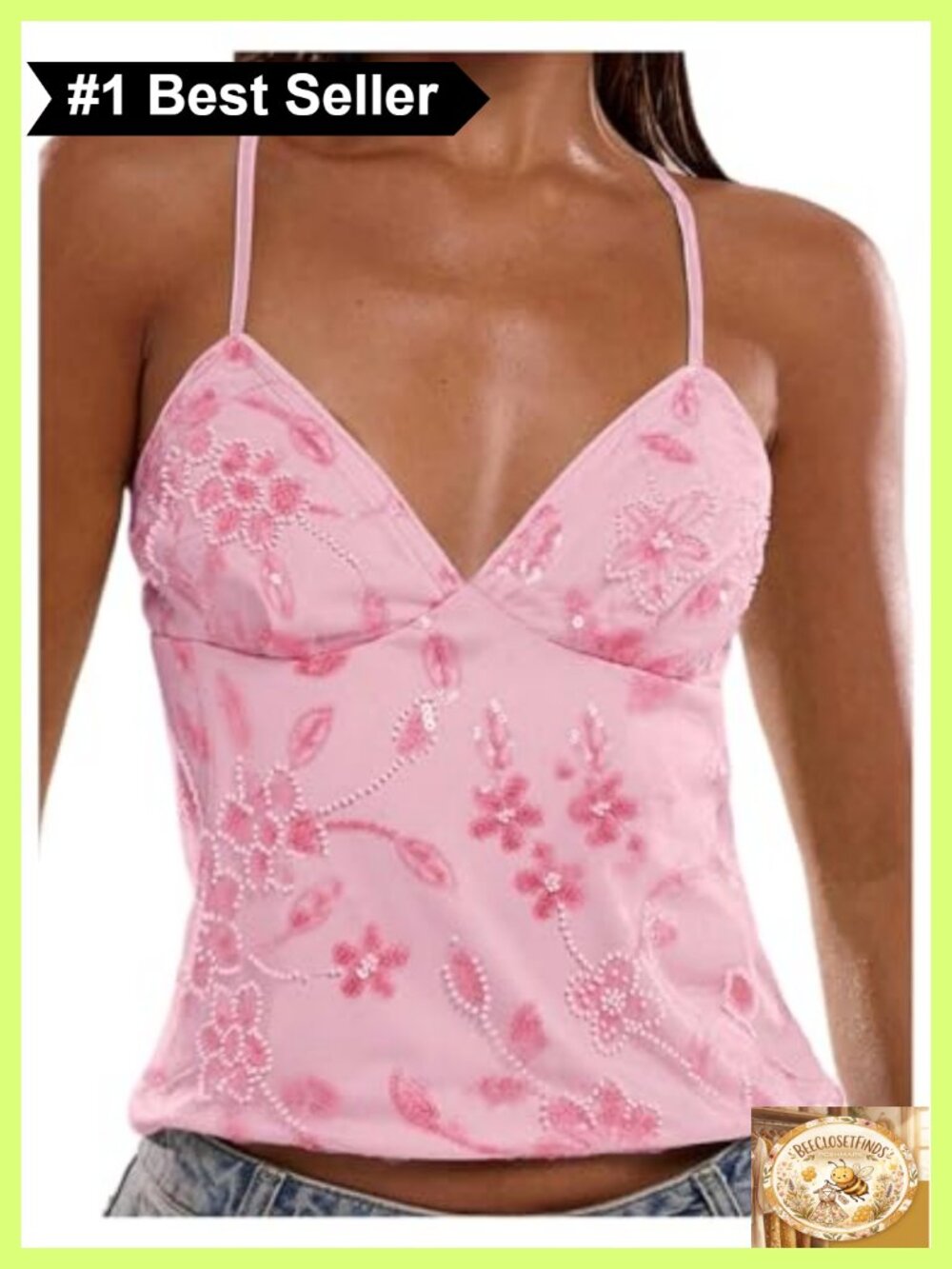 Sequin Cami Top Y2K Criss Cross Backless Sleeveless Going Out